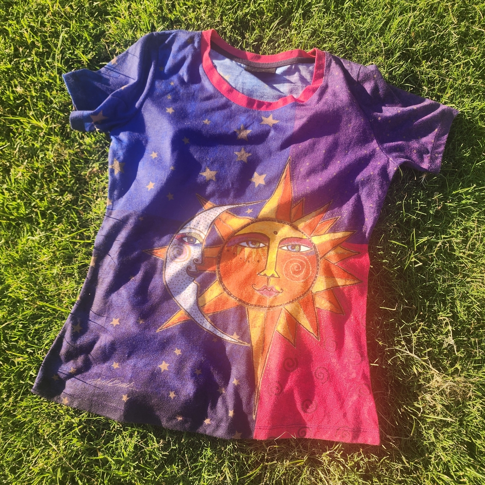 Wildfox Sun and Moon Tee - Purple and Red